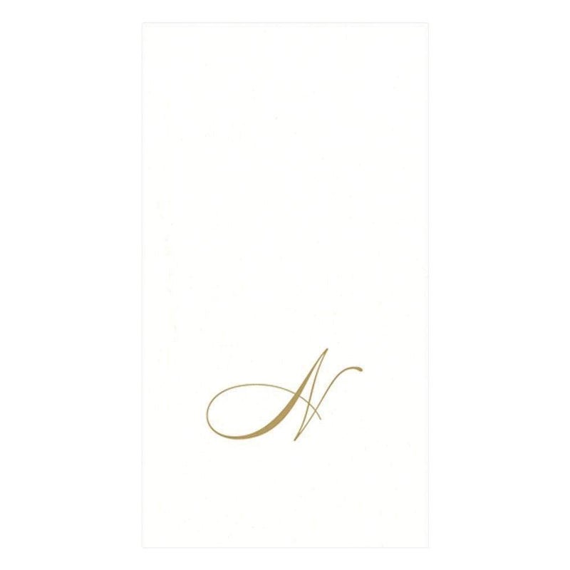 Caspari White Pearl Paper Linen Guest Towels, Monogram Initial N, Pack of 24 - Image 1